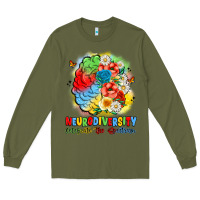 Army Green neurodiversity celebrate the spectrum Long Sleeve Tee - JahusDesignShop