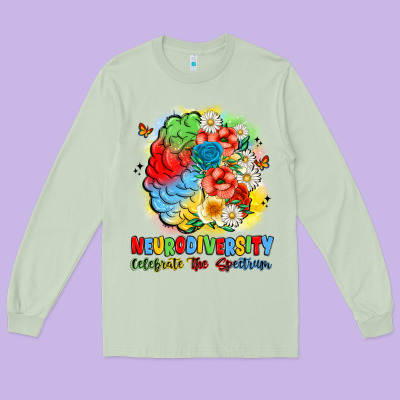 Neurodiversity Celebrate The Spectrum Long Sleeve Tee Designed By Jahusdesignshop