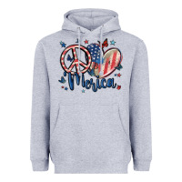 Heather Grey peace love 'merica Heavyweight Hoodie - MaliasSmallBusiness