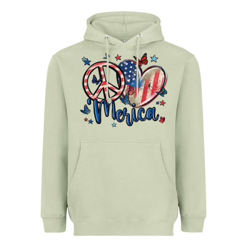 Peace Love 'merica Heavyweight Hoodie by MaliasSmallBusiness | Teevron
