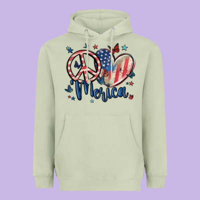 Peace Love 'merica Heavyweight Hoodie Designed By Maliassmallbusiness