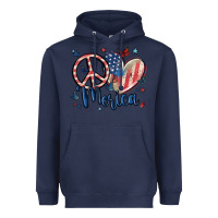 Navy peace love 'merica Heavyweight Hoodie - MaliasSmallBusiness