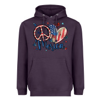 Plum peace love 'merica Heavyweight Hoodie - MaliasSmallBusiness