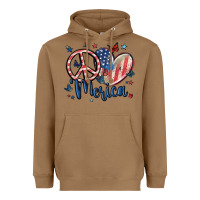 Toasted Coconut peace love 'merica Heavyweight Hoodie - MaliasSmallBusiness