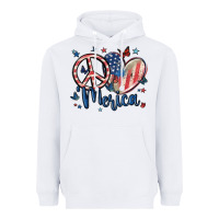 White peace love 'merica Heavyweight Hoodie - MaliasSmallBusiness