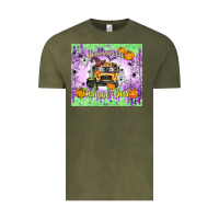Vintage Olive Halloween School Bus Vintage Tee - texasbilliewilder