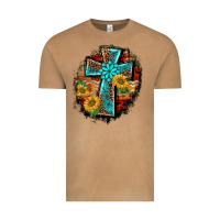 Vintage Camel western turquoise's leopard cross  wooden aztek sunflowers background Vintage Tee - BarkalooDesign