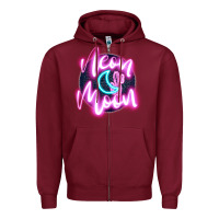 Burgundy neon moon Zipper Hoodie - JahusDesignShop