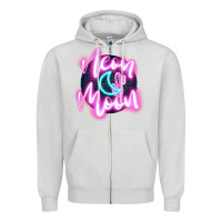 Dove Grey neon moon Zipper Hoodie - JahusDesignShop