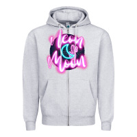 Heather Grey neon moon Zipper Hoodie - JahusDesignShop