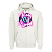 Oatmeal Heather neon moon Zipper Hoodie - JahusDesignShop
