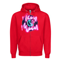 Red neon moon Zipper Hoodie - JahusDesignShop