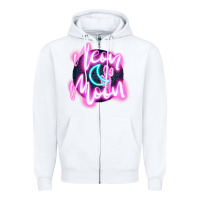 White neon moon Zipper Hoodie - JahusDesignShop