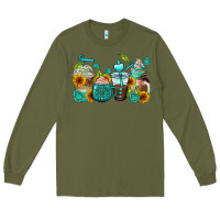 Army Green gemstone coffee cups Long Sleeve Tee - AdoDesignShop