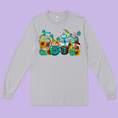 Gemstone Coffee Cups Long Sleeve Tee Designed By Adodesignshop
