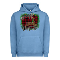 Pigment Pebble Blue Merry Christmas Deer Urban Hoodie - Bettercallsaul
