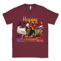 Burgundy Happy Hallothanksmas Chick Classic Tee - BundleAndBundleShop