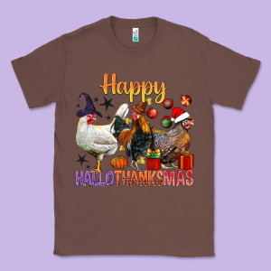 Happy Hallothanksmas Chick Classic Tee Designed By Bundleandbundleshop
