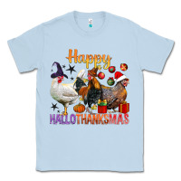 Dusty Blue Happy Hallothanksmas Chick Classic Tee - BundleAndBundleShop