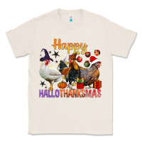 Natural Happy Hallothanksmas Chick Classic Tee - BundleAndBundleShop