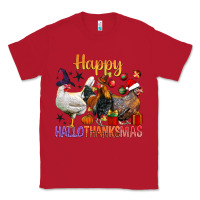 Red Happy Hallothanksmas Chick Classic Tee - BundleAndBundleShop