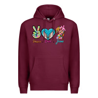 Burgundy Peace Love Easter Jesus Premium Hoodie - BundleAndBundleShop