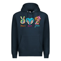 Navy Peace Love Easter Jesus Premium Hoodie - BundleAndBundleShop