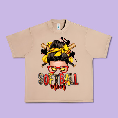 Softball Mom Messy Bun Urban Heavy Tee Designed By Zillion Design Studio