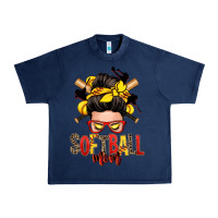 Navy softball mom messy bun Urban Heavy Tee - Zillion Design Studio