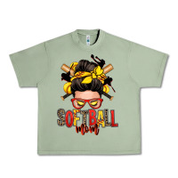 Oil Green softball mom messy bun Urban Heavy Tee - Zillion Design Studio