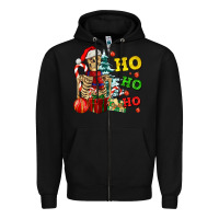 Black Christmas ho ho ho skeleton Zipper Hoodie - AdoDesignShop