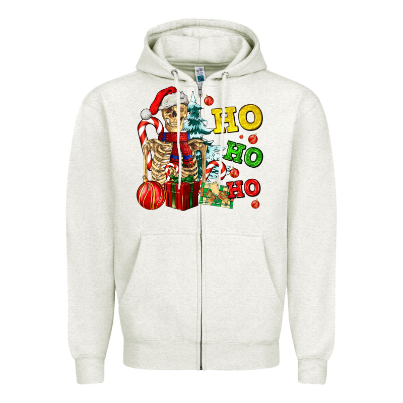 Christmas Ho Ho Ho Skeleton Zipper Hoodie by AdoDesignShop | Teevron