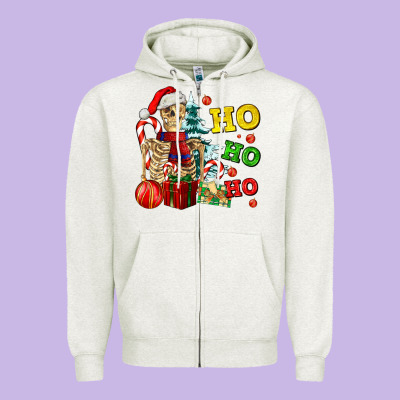 Christmas Ho Ho Ho Skeleton Zipper Hoodie Designed By Adodesignshop