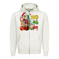 Oatmeal Heather Christmas ho ho ho skeleton Zipper Hoodie - AdoDesignShop