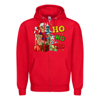 Red Christmas ho ho ho skeleton Zipper Hoodie - AdoDesignShop