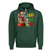 Sports Green Christmas ho ho ho skeleton Zipper Hoodie - AdoDesignShop