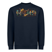Navy western mama with highland cow Heavyweight Sweatshirt - RanaPortraitStore