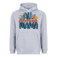 Heather Grey all american mama Heavyweight Hoodie - MaliasSmallBusiness