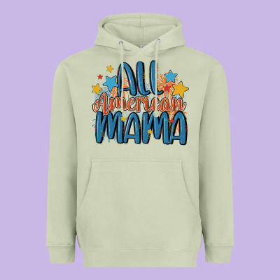 All American Mama Heavyweight Hoodie Designed By Maliassmallbusiness