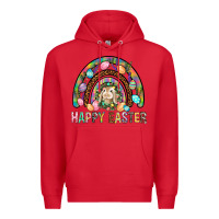 Red Happy Easter Rainbow Premium Hoodie - BundleAndBundleShop