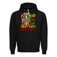 Black Christmas ho ho ho holy shit what a year skeleton Zipper Hoodie - AdoDesignShop