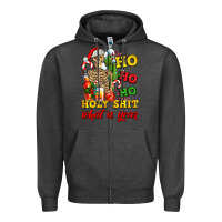 Charcoal Heather Christmas ho ho ho holy shit what a year skeleton Zipper Hoodie - AdoDesignShop