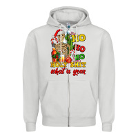 Dove Grey Christmas ho ho ho holy shit what a year skeleton Zipper Hoodie - AdoDesignShop