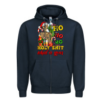Navy Christmas ho ho ho holy shit what a year skeleton Zipper Hoodie - AdoDesignShop