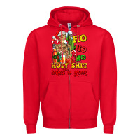 Red Christmas ho ho ho holy shit what a year skeleton Zipper Hoodie - AdoDesignShop