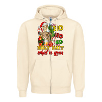 Sandshell Christmas ho ho ho holy shit what a year skeleton Zipper Hoodie - AdoDesignShop