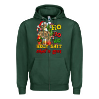 Sports Green Christmas ho ho ho holy shit what a year skeleton Zipper Hoodie - AdoDesignShop