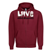 Burgundy love dental hygienist Zipper Hoodie - AdoDesignShop