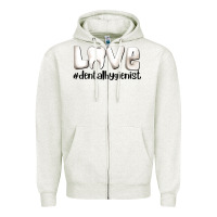 Oatmeal Heather love dental hygienist Zipper Hoodie - AdoDesignShop