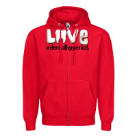 Red love dental hygienist Zipper Hoodie - AdoDesignShop